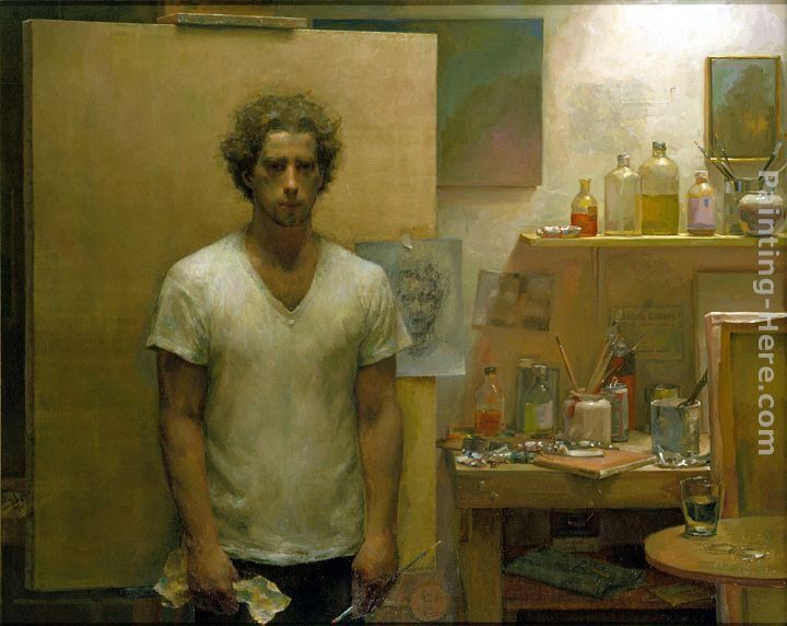 Jacob Collins Self Portrait with canvas